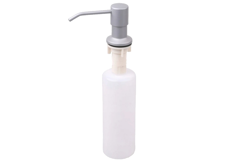 Vestavěný STŘÍBROŠEDÝ dávkovač mýdla či saponátu pro dřezy a umyvadla 400 ml