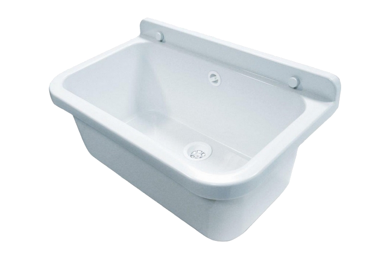 Technický dřez 55 cm BÍLÝ z polypropylenu + sifon a montážní příslušenství